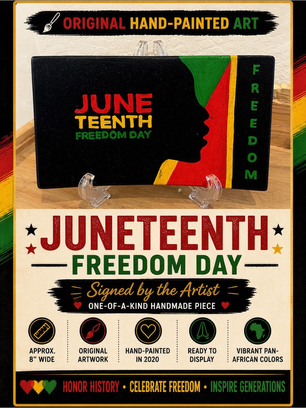 Original Hand-Painted Juneteenth Freedom Day Plaque